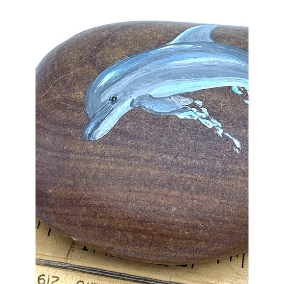 Marilou | Accents | Jumping Dolphin Hand Painted Rock Paperweight Decor ...